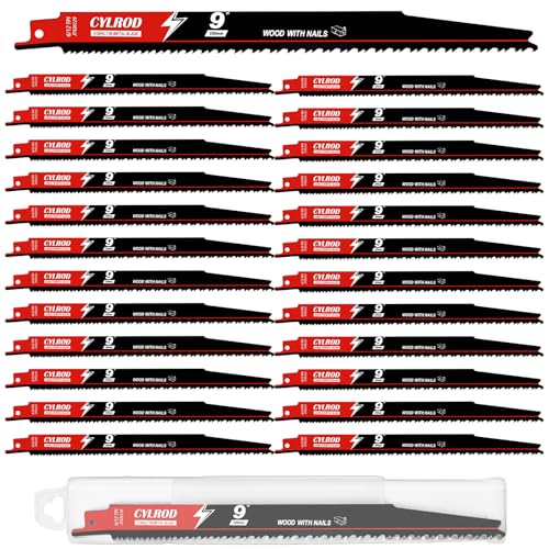 25 Pack 9 in 6/12TPI Reciprocating Saw Blades for Sawzall Blades Nail-Embedded Wood Cutting,M42 Steel Cobalt Bi-Metal Blades Replace for Milwaukee for Dewalt for Diablo for Sawzall Blade - size: 9 inch, style: 6/12 TPI Set