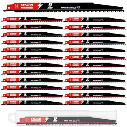 25 Pack 9 in 6/12TPI Reciprocating Saw Blades for Sawzall Blades Nail-Embedded Wood Cutting,M42 Steel Cobalt Bi-Metal Blades Replace for Milwaukee for Dewalt for Diablo for Sawzall Blade - size: 9 inch, style: 6/12 TPI Set
