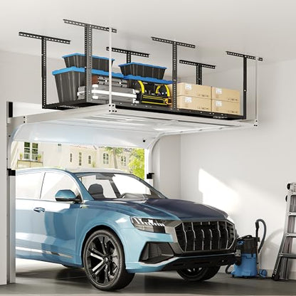 FLEXIMOUNTS 3x8 Overhead Garage Ceiling Storage Rack, 2 Pack, Hammertone - color: Hammertone, size: 3x8 ft