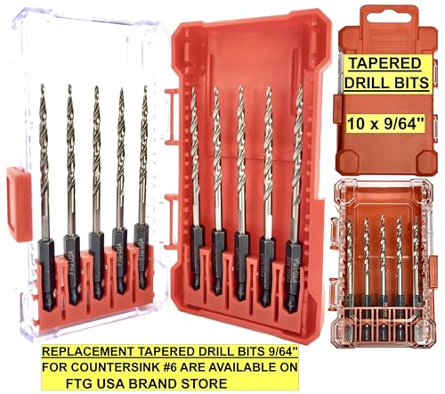FTG USA 3 Pc #6 (9/64") Countersink Drill Bit Set with Tapered Drill Bits - size: #6, style: Same Sort 3 Pc