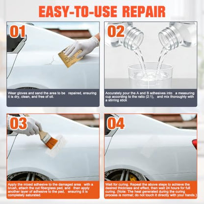 Fiberglass Repair Kit, Anti Sagging Formula, No Drip Run During Curing - color: B