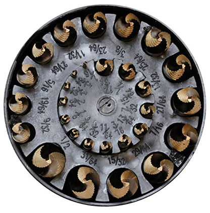 Drill America 29 Piece Cobalt Stepped Point Drill Bit Set in Round Case w/Gold Oxide Finish for Drilling Acrylic, Steel, Hard Metals, Sizes 1/16" to 1/2" x 64ths, GSC Series ZMGSC29J-PC - size: 29 Piece Set