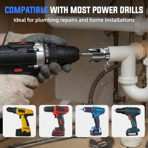 Valkynos 2PCS Internal & External Pipe Threading Tool, 1/2'' 3/4'' PVC Pipe Threader Kit with Storage Case, Heavy-Duty Alloy Steel, Electric Drill Compatible for Plumbing and Home Repair - size: 1/2"+3/4"