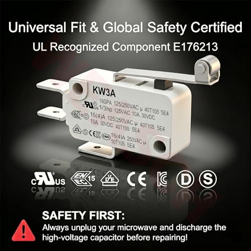 6 Pack Short Hinge Roller Lever Micro Switch, 16A 125/250V SPDT - size: V-155-1C25