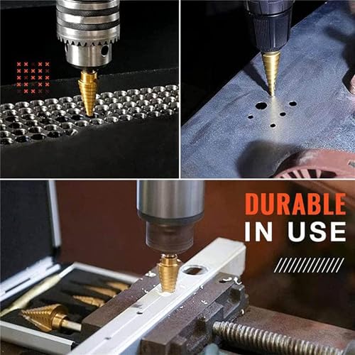 Step Drill Bit Set, M2 Step Drill Bit, 1/4" Hex Shank Faster Drilling Step Bit 1/4" to 3/4", Professional Unibit Drill Bit for Cutting Holes On Steel Sheets, Aluminum Sheets, Wood, Plastic etc.