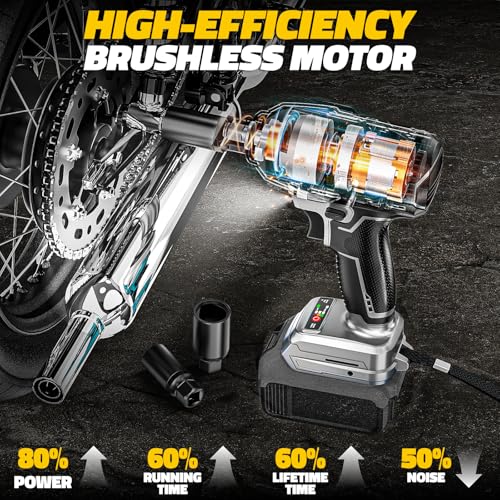DIYtoolifz Cordless Impact Wrench Compatible with Dewalt 20v Battery: 250Ft-lbs(340N.m) 3/8 inch Brushless Electric Impact Gun, 2400RPM High Torque Impact Driver, Power Impact Wrench, Bare Tool Only - size: 250ft-lbs, style: For Dewalt 20V Battery (Batter