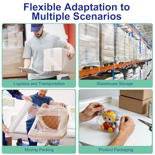 Stretch Film Roll,15IN Wide 196.8FT Long-60 Gauge Shrink Wrap Film,Self-Adhering Plastic Wrap Roll for Pallet Wrap, Furniture Wrapping Moving & Protection,300% Max Stretch,Clear - size: 15INx196.8FT