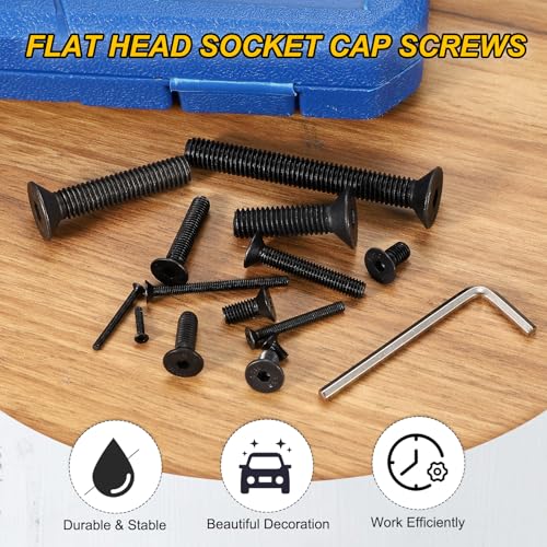 PATIKIL M3x8mm Flat Head Socket Cap Screws Carbon Steel Hex Spanner 100Pcs - size: M3x8 mm