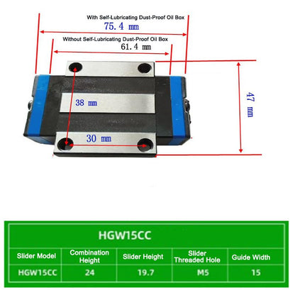 HGW15CA Linear Slider Bearing, 2pcs HGW15CA Flange Bearing Slider Block for CNC Linear Guide and Machines - size: HGW15