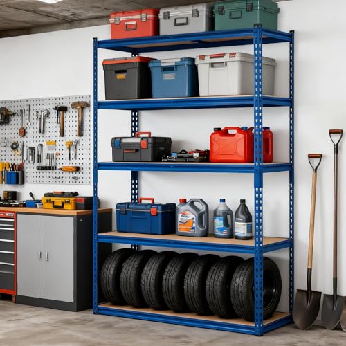 Heavy Duty Metal Adjustable Shelving Unit Storage Shelving - size: 48" W x 18" D x 72" H - Blue