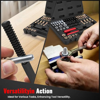 48PCS Thread Chaser Set, Metric and SAE, 22 Taps 24 Dies 2 Thread Files