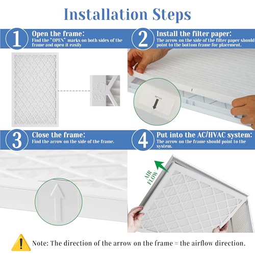 20x20x1 MERV 11 Air Filter, Quality AC/HVAC Furnace Filter，2 Reusable ABS Frame + 8 Pack Replaceable Filter Media，Breathe Fresher and Cost-effective - size: 20" x 20" x 1", style: 8 pack