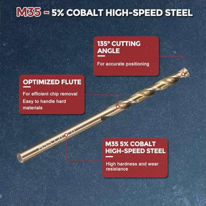 5pcs Drill Bit 3mm Diameter M35 5% Cobalt HSS for Metal - size: 3mm