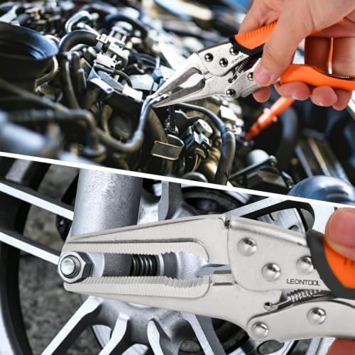 6.5" Long Nose Locking Pliers, Needle Nose Vise Grips, Forged Carbon Steel, Anti-Slip TPR Handle, Adjustable Clamping Pressure, Quick Release, Multipurpose Clamping Tool for Tight Spaces - style: 6.5" Long Nose