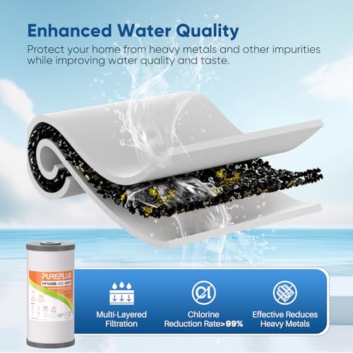 PUREPLUS 10" x 4.5" Whole House Heavy Metal Reduction Water Filter,4 PACK - size: 4 Count (Pack of 1), style: Heavy Metals Removal（DELUXE)