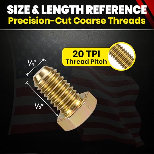 Chenango Supply 1/4-20 x 1/2" Grade 8 Hex Head Bolts - size: 1/4-20x1/2 50pcs