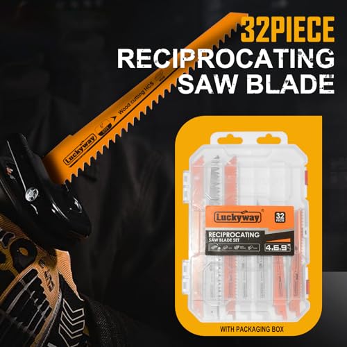Luckyway Reciprocating Saw Blades Set, Sawzall Blades Set 32-Piece