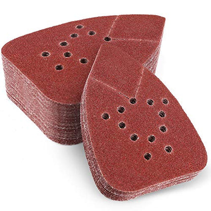 LotFancy 60 Grit Sanding Pads for Black and Decker Mouse Sanders, 12 Hole Hook and Loop Sandpaper - Detail Palm Sander Sanding Sheets, Pack of 50 - size: 60 Grit