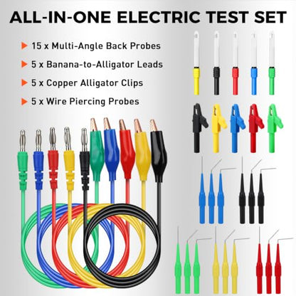 30-Piece Back Probe Kit, Multimeter Back Probe Pins with Test Leads and Alligator Clips, Insulation Wire Piercing Probes, Automotive Electrical Circuit Diagnostic Tool - color: 30-Piece Multi-color