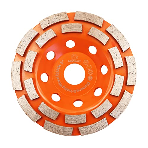 Concrete Diamond Grinding Cup Wheel,BRSCHNITT 5 inch Angle Grinder Diamond Double Row Cutting Wheel for Grinding/Polishing/Cleaning Surface Grinding Granite, Concrete,Stone,Cement,Marble,Rock (125mm) - size: 125mm