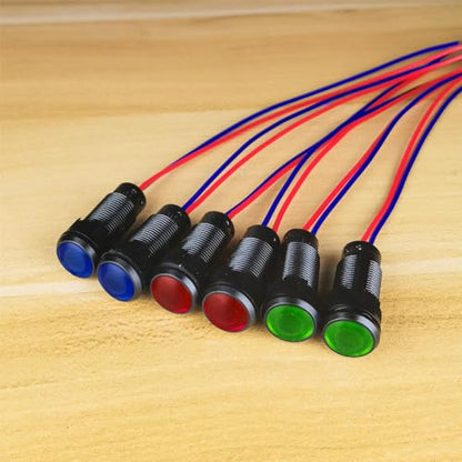 Gebildet 6pcs Red/Blue/Green LED Indicator Pilot Light 110VAC Mounting Hole Size 10mm(Flame Retardant Plastic Shell) - color: R/B/G/W 110-220V/Black shell