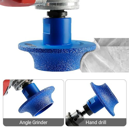 LOZLIN 3 Inch Diamond Profile Wheel, 5/8"-11 Vacuum Brazed Stone Edge Grinding, Wet Dry for Angle Grinder, Marble Granite Quartz Tile
