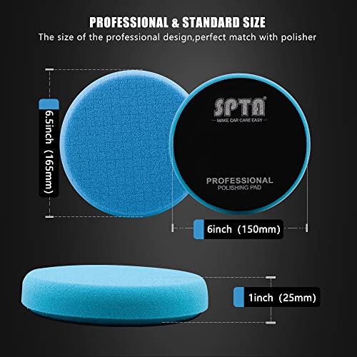 Blue T60 Moderate-Cut Foam Polishing Pad, SPTA 1Pc 6.5 Inch Face for 6 Inch 150mm Backing Plate Compound Buffing Sponge Pads for Car Buffer Polisher Compounding, Polishing and Waxing -FPTSS6B - color: 1Pc Blue T60 Moderate-Cut Pad, size: 6.5inch