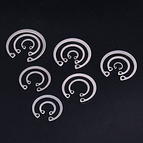 Hilitchi 200-Pcs [15-Size] Internal Circlip Snap Retaining Clip Ring Assortment Set - 304 Stainless Steel