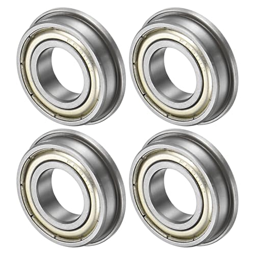 M METERXITY 4-Pack F6901ZZ Flanged Ball Bearing, 12 x 24 x 6mm Double Metal Shielded Chrome Steel (GCr15) Flange Rip Bearings for Wheelbarrow/Printer/Fax Machines/Power Tools - size: 12mm x 24mm x 6mm
