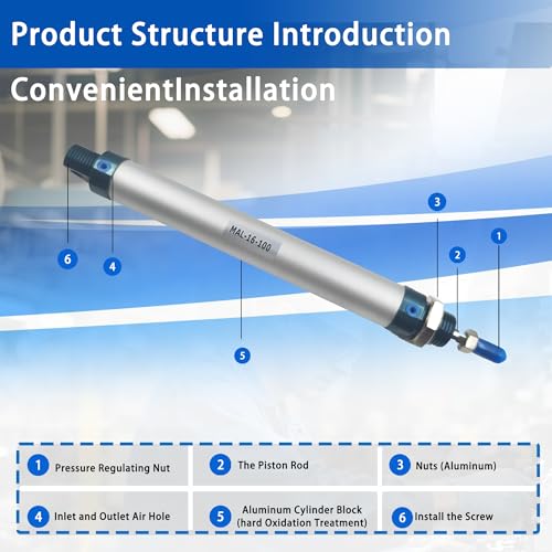 CG WEITENG Pneumatic Mini Pneumatic Cylinder MAL Single Rod Aluminum Double Acting Pneumatic Cylinder 16mm Bore 100mm Stroke(MAL16x100) - color: MAL-16 mm, size: 100 mm