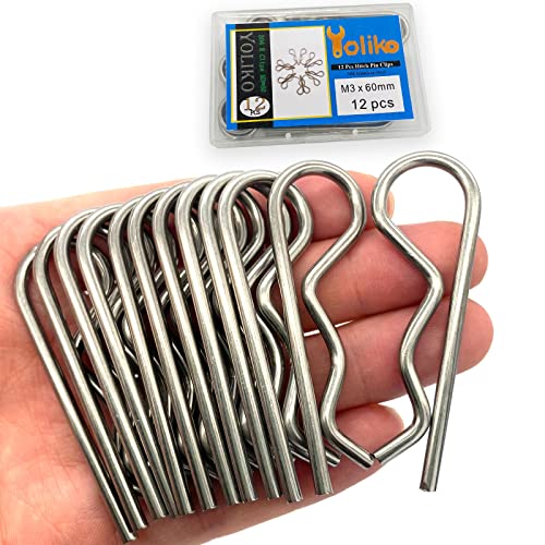 12 Pcs Heavy Duty Stainless Steel Cotter Pin R Clip Spring Retaining Wire Hair Pins for Trailer Lock System M3x60 Keeper - size: SUS304 M3x60mm-12pcs