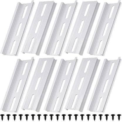 Aluminum DIN Rails, 10 CM /4 inches, 35mm Wide, 7.5mm High Top Hat Slotted DIN Rail with RoHS (10 Pack, Silver) - color: 10cm