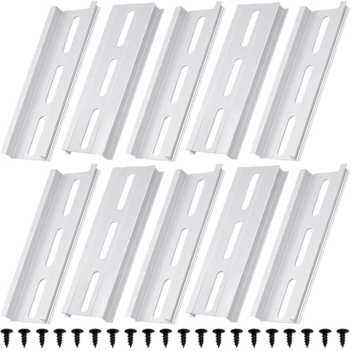 Aluminum DIN Rails, 10 CM /4 inches, 35mm Wide, 7.5mm High Top Hat Slotted DIN Rail with RoHS (10 Pack, Silver) - color: 10cm