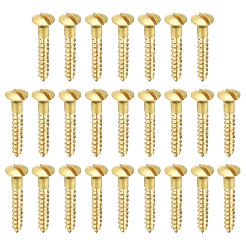 PATIKIL M3 x 18mm Slotted Wood Screw, 25 Pack Solid Brass Oval Head - size: M3x18mm