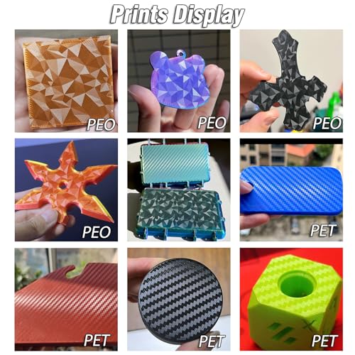 235x235mm Build Plate for AD5X/AD5M/AD5M pro/Ender 3/3 Pro/Ender 3 S1/Ender 3 V2 Neo/Ender 3 Neo 3D Printer,Diamond PEO+Carbon Fiber PET Spring Steel Sheet Plate 3D Printer Platform. - color: PEO+PET