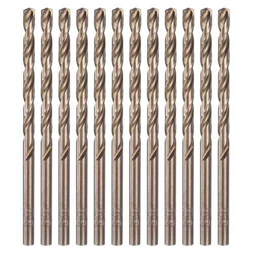 HARFINGTON 12pcs Cobalt Drill Bit, #26 0.147" HSS-CO Aircraft Twist Drill Bit with Straight Round Shank for Drilling Stainless Steel Cast Iron Tough Material - size: #26 0.147"