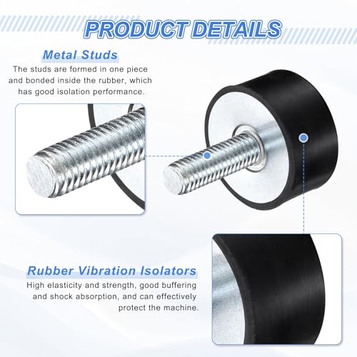 uxcell 2Pcs M8 Thread Rubber Mounts, Vibration Isolators, Cylindrical Shock Absorber with Studs 30 x 15mm with Non-Slip Nuts - size: M8 x 30 x 15mm