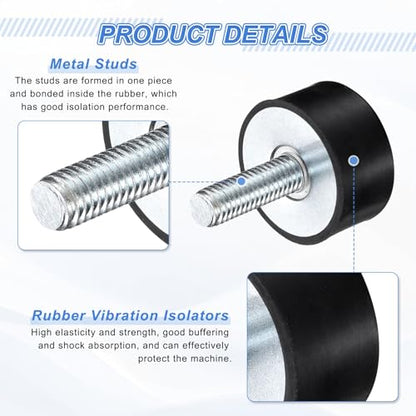 uxcell 2Pcs M8 Thread Rubber Mounts, Vibration Isolators, Cylindrical Shock Absorber with Studs 30 x 15mm with Non-Slip Nuts - size: M8 x 30 x 15mm