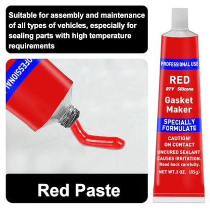 170g RTV Silicone Gasket Maker, Red Silicone Sealant Shockproof and Leakproof, High Temperature Resistant, RTV Sealant Can be Used in Engines, Transmissions, Superchargers and All Types of Gaskets - size: Red