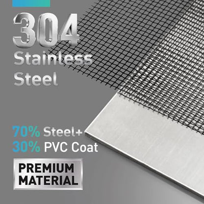 304 Stainless Steel Mesh Window Screen Roll,35IN x 10FT - color: Black, size: 35IN x 10FT