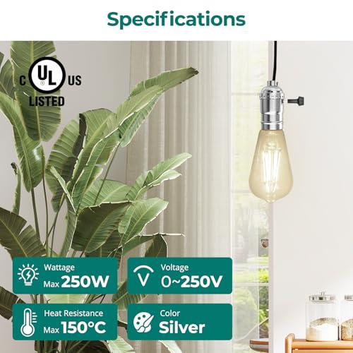 DiCUNO UL Listed 3-Way Lamp Socket Replacement, Repair Kit, Silver, 2-Pack - style: Silver