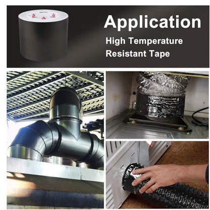 BOMEI PACK Black Aluminum Tape - HVAC Sealing & Patching Hot & Cold Air Duct Tape - 4 Inch - size: 4 Inch