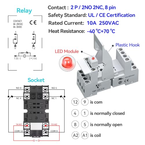 110V Electromagnetic Relay 110V-120V AC Coil 10Amp 8 Pin DPDT with Test Button, LED Light Module, UL Certification - size: AC 110V, style: 8Pin-10A-1Pcs