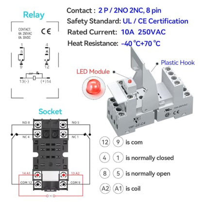 110V Electromagnetic Relay 110V-120V AC Coil 10Amp 8 Pin DPDT with Test Button, LED Light Module, UL Certification - size: AC 110V, style: 8Pin-10A-1Pcs