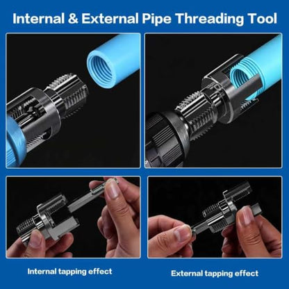 3Pcs PVC Pipe Threader Tool Kit,Dual-Function Internal