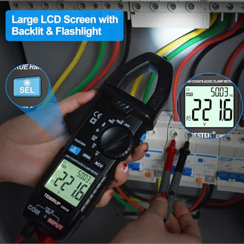 Clamp Meter 6000 Counts TRMS, 600A AC/DC Amp Meter, Multimeter Tester - color: Black