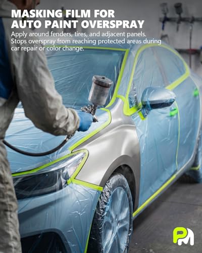 Pre-taped Automotive Masking Film for Painting - 3 Rolls Mixed Size - color: Blue, size: 3 Rolls (22"x 66'|44"x 66'| 60"x 66')