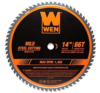 WEN BL1466 14-Inch 66-Tooth Carbide-Tipped Professional Metal Saw Blade for Mild Steel Cutting