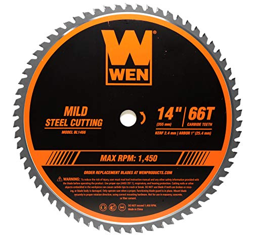 WEN BL1466 14-Inch 66-Tooth Carbide-Tipped Professional Metal Saw Blade for Mild Steel Cutting