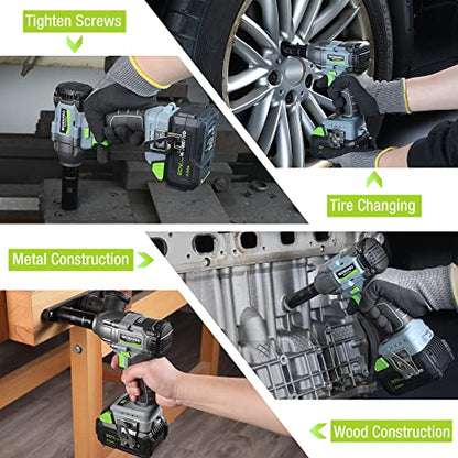WORKPRO Cordless Impact Wrench 1/2", 20V Brushless Impact Gun, High Torque